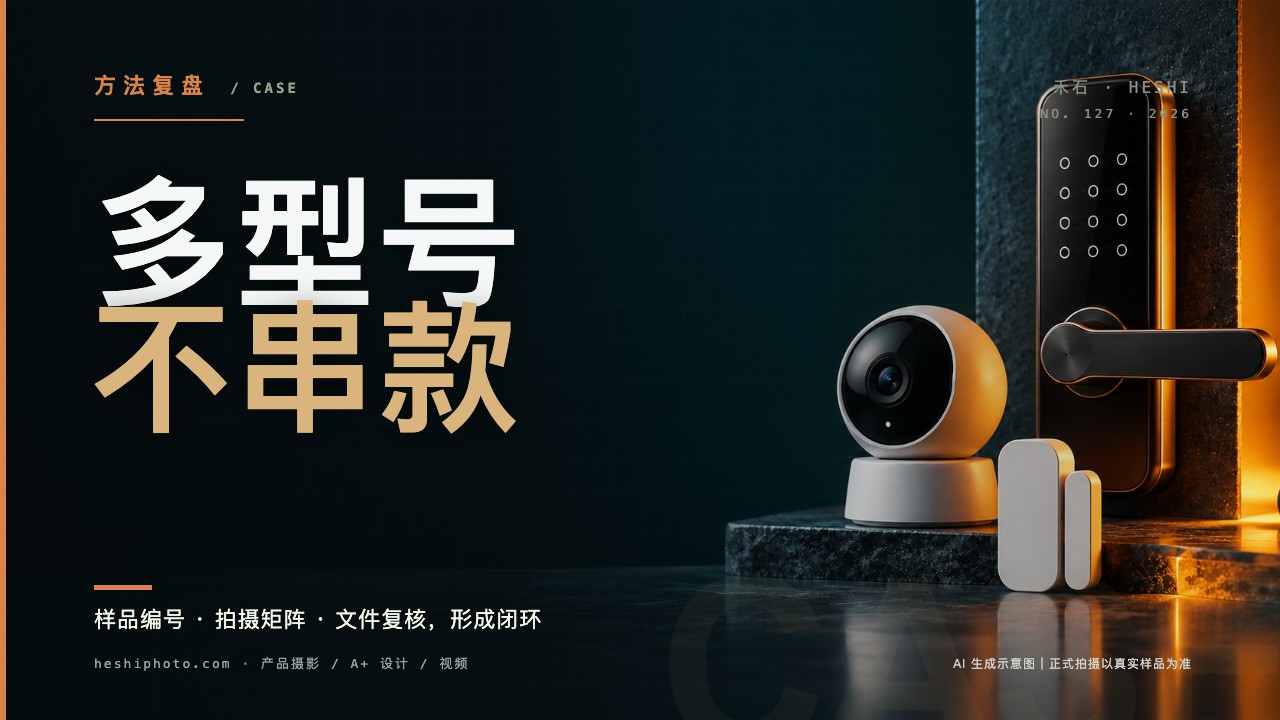 深色背景下排列的门锁、摄像头和传感器 AI 生成示意图