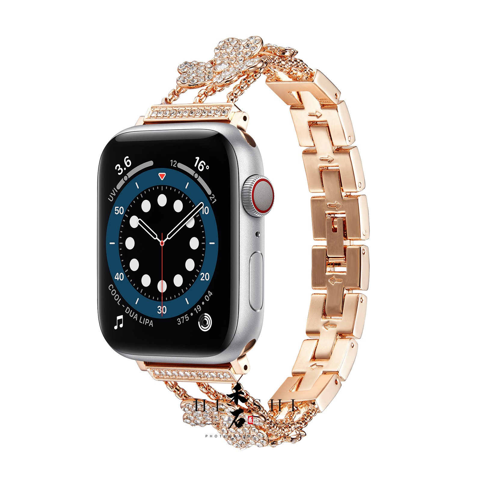 Apple-Watch玫瑰金镶钻表带 · 3C数码 产品拍摄案例 - 禾石商业摄影